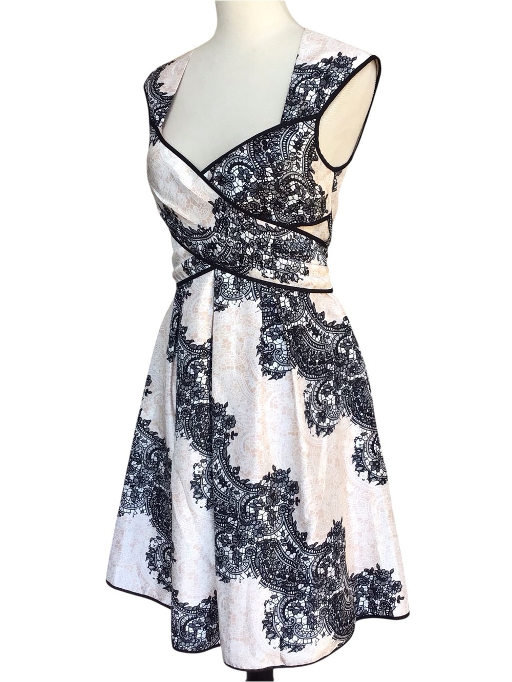 Jessica Simpson Floral Lace Pattern Open Back Sleeveless Fit Flare Dress NEW - Picture 3 of 9